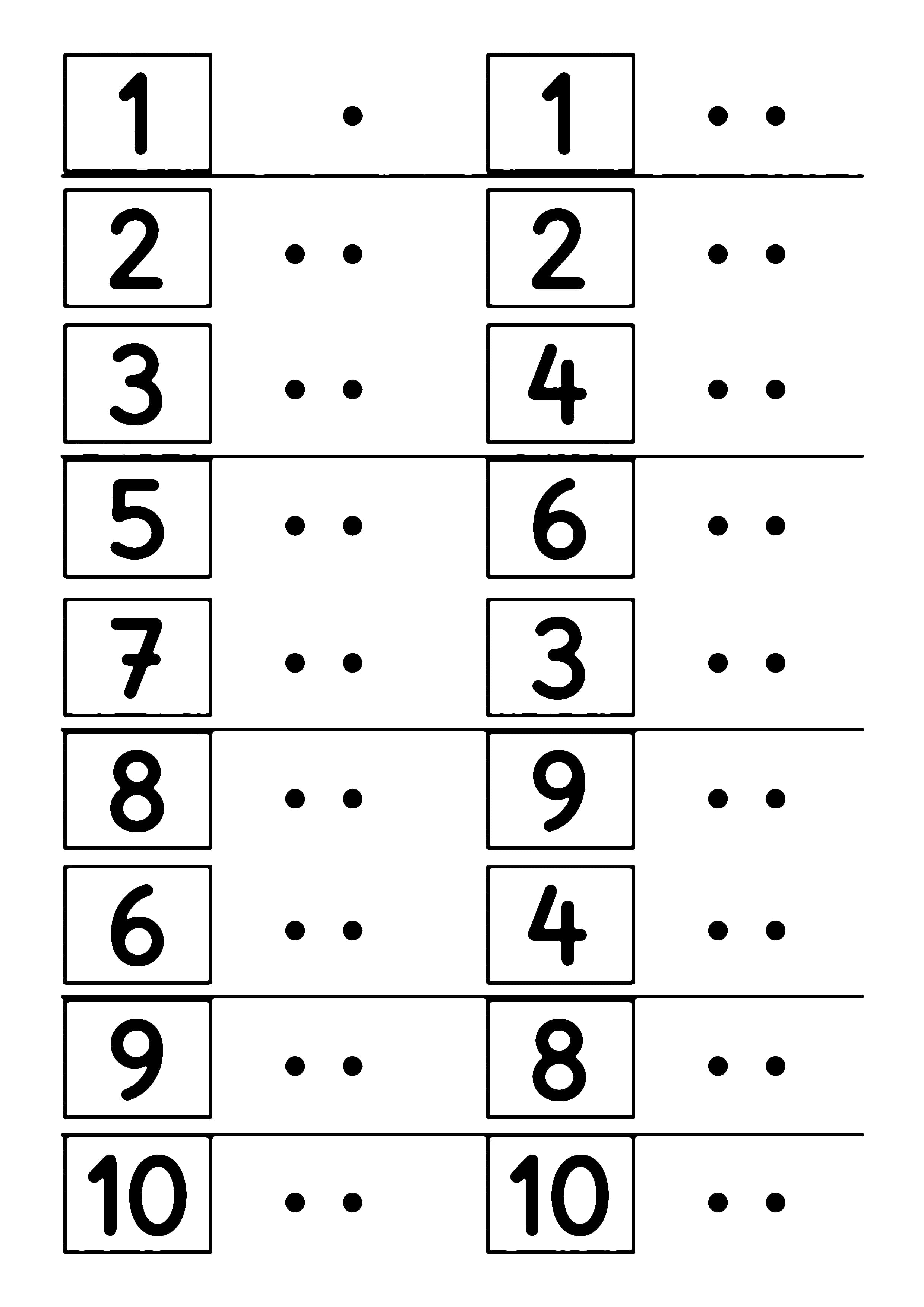 Printable hand-drawn Numbers One to Ten Chart coloring page