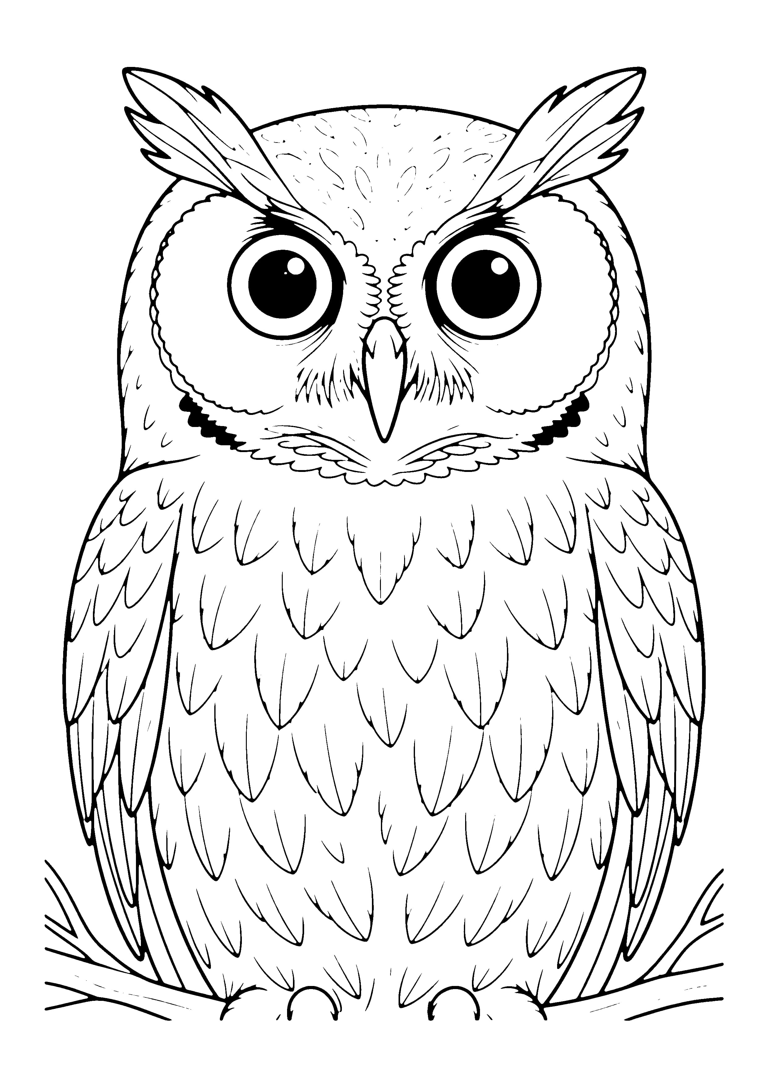 Printable hand-drawn Owl Portrait coloring page