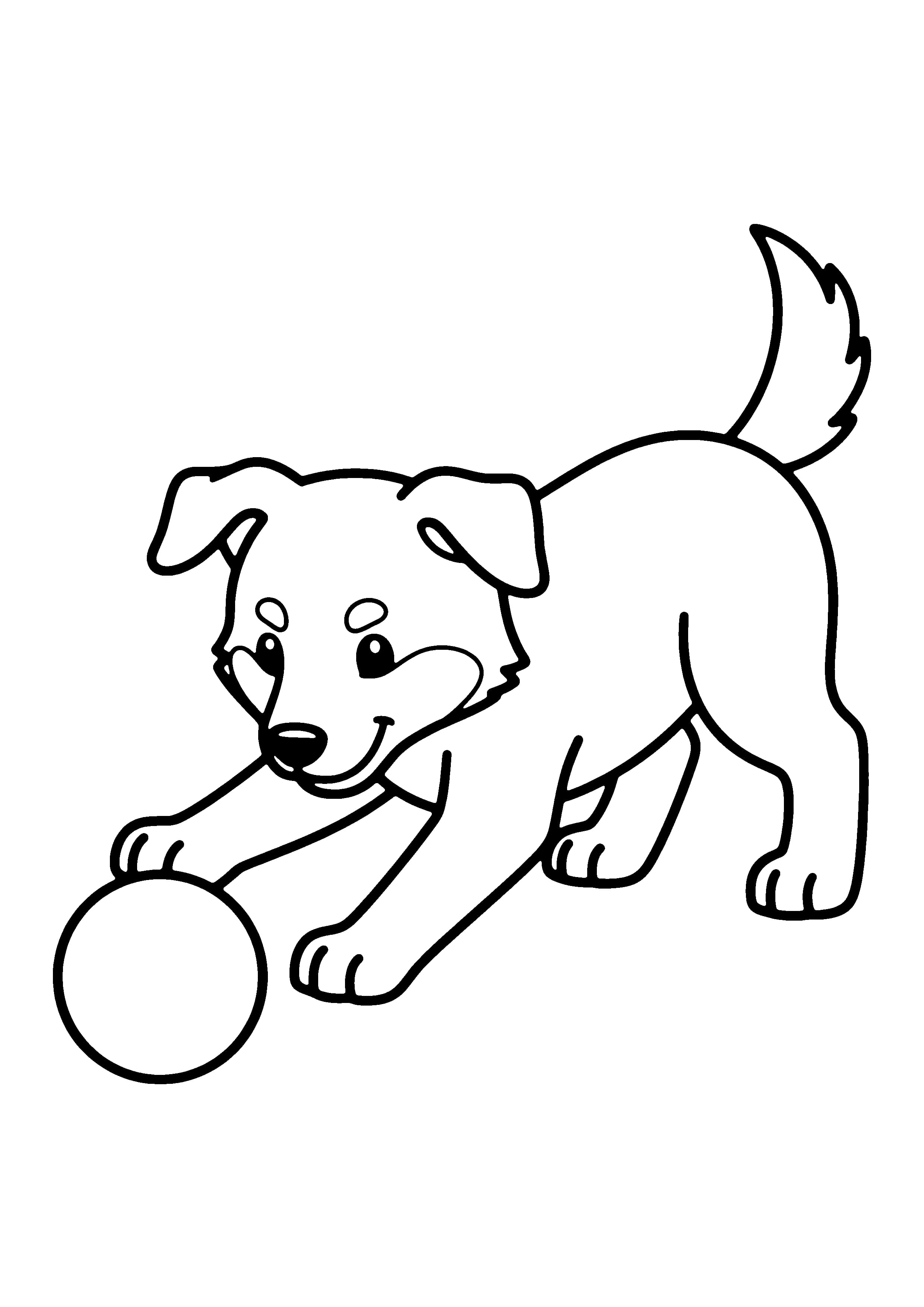 Printable hand-drawn Playful Wolf Pup with Ball coloring page