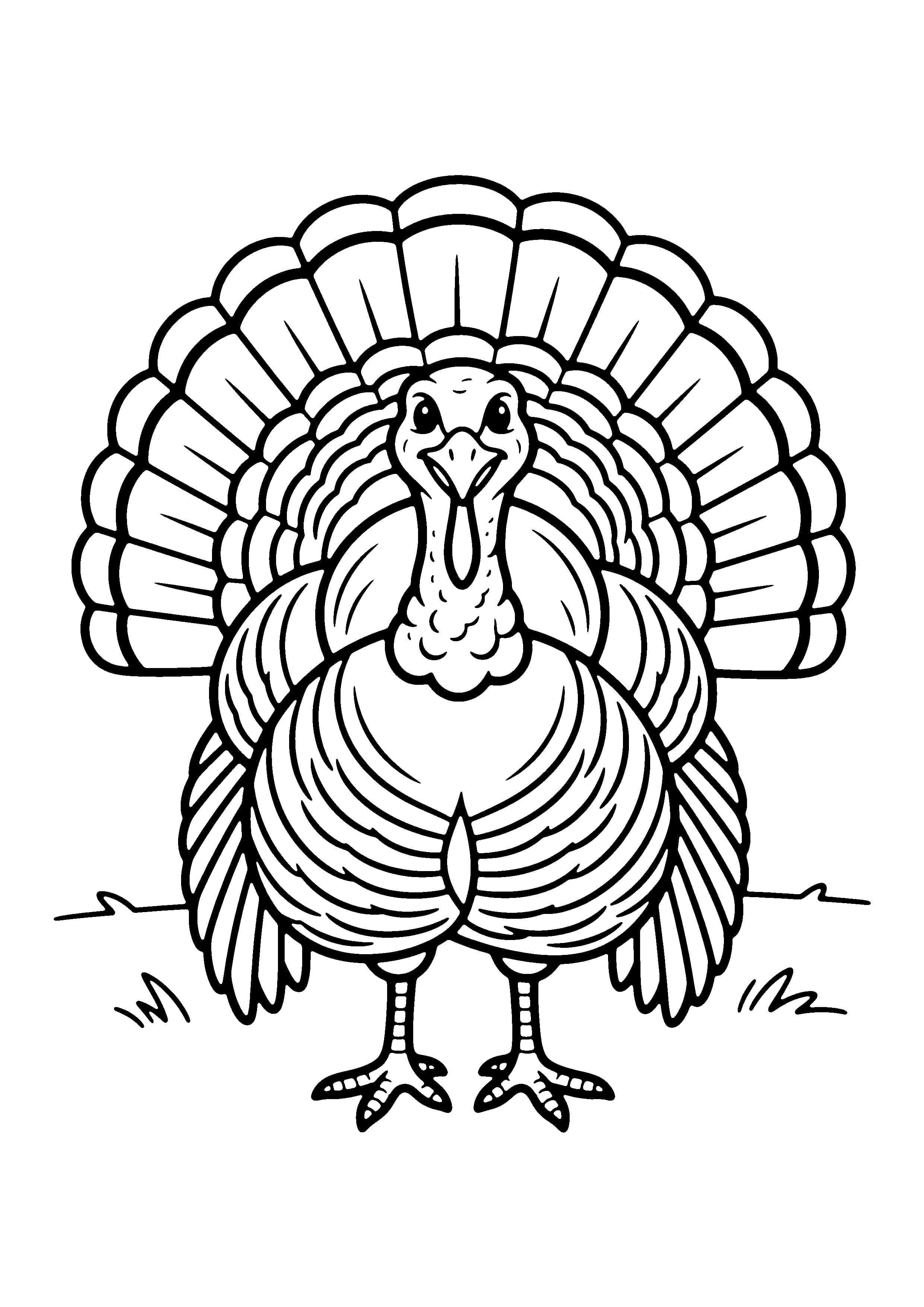 Printable hand-drawn Proud Tom Turkey coloring page