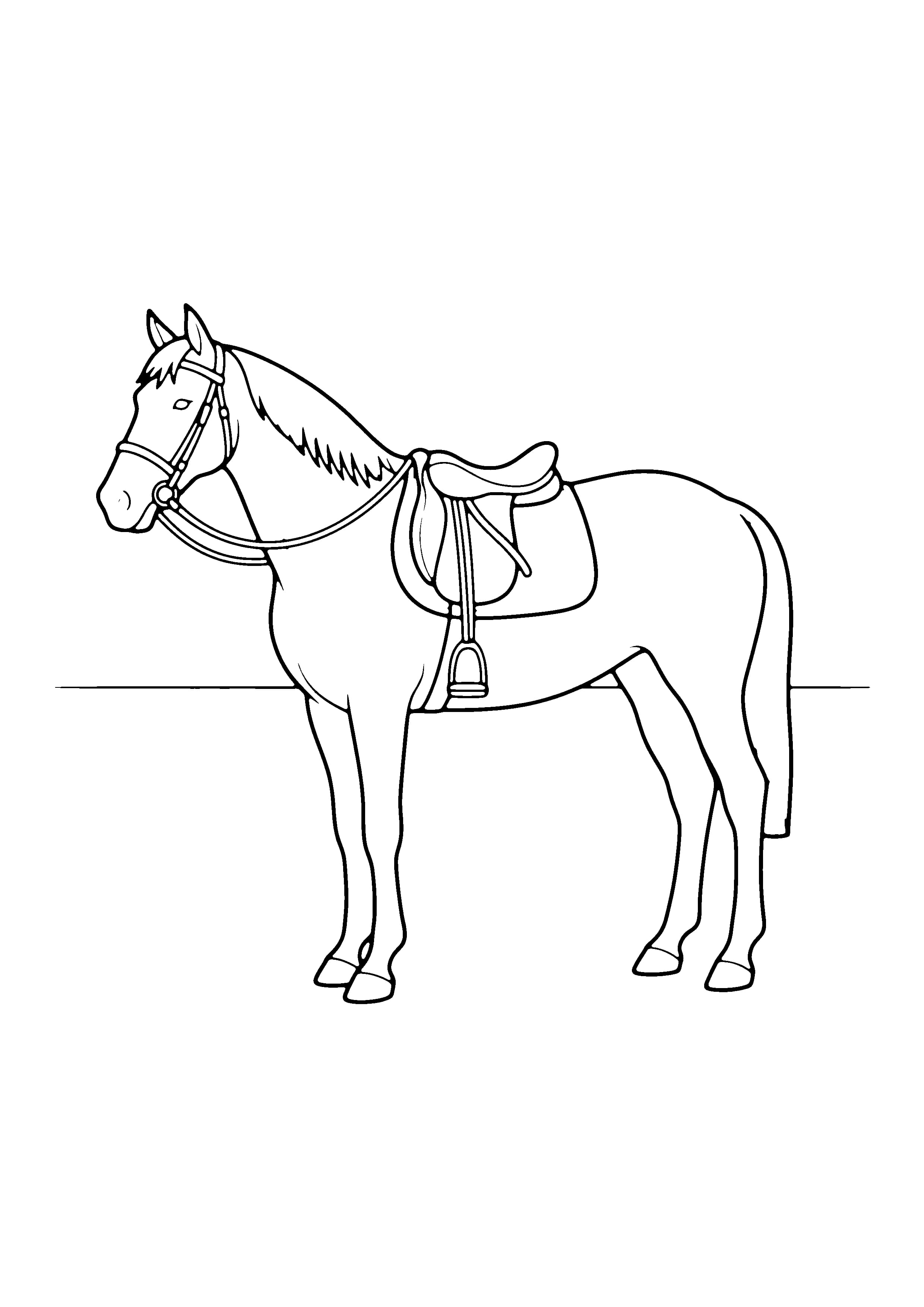 Printable hand-drawn Saddled Riding Horse coloring page