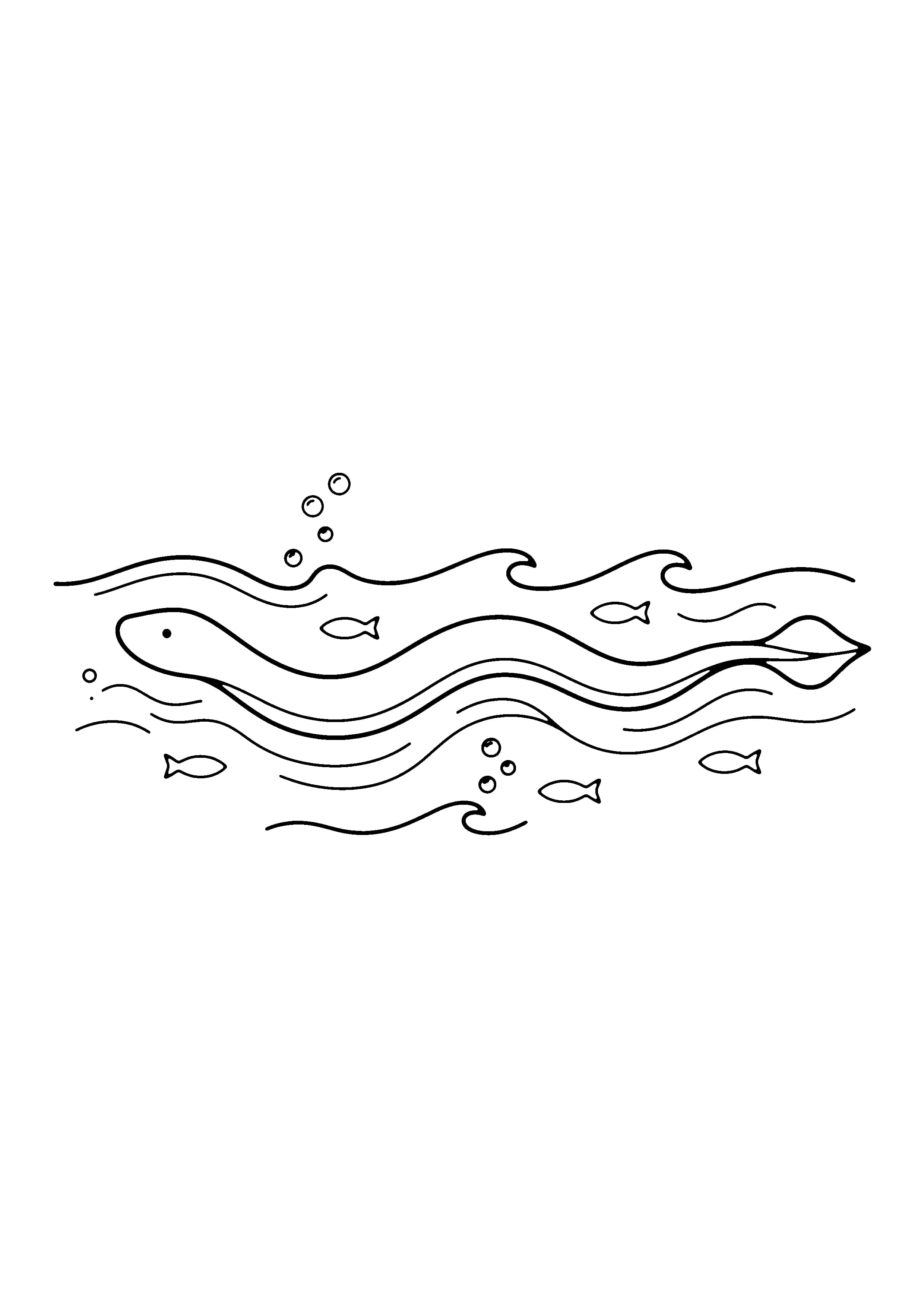 Printable hand-drawn Sea Snake in the Waves coloring page