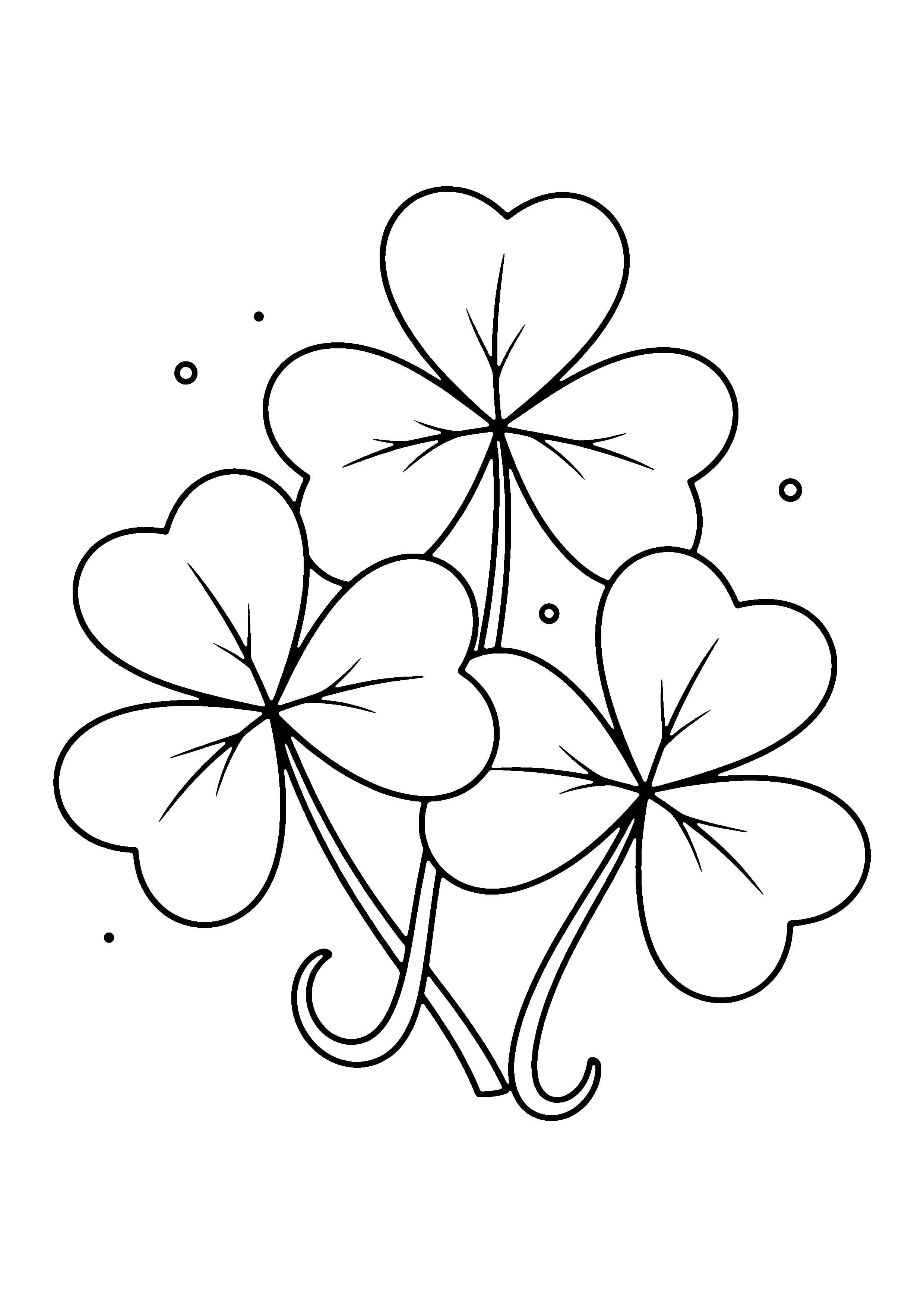 Printable hand-drawn Shamrock Trio coloring page