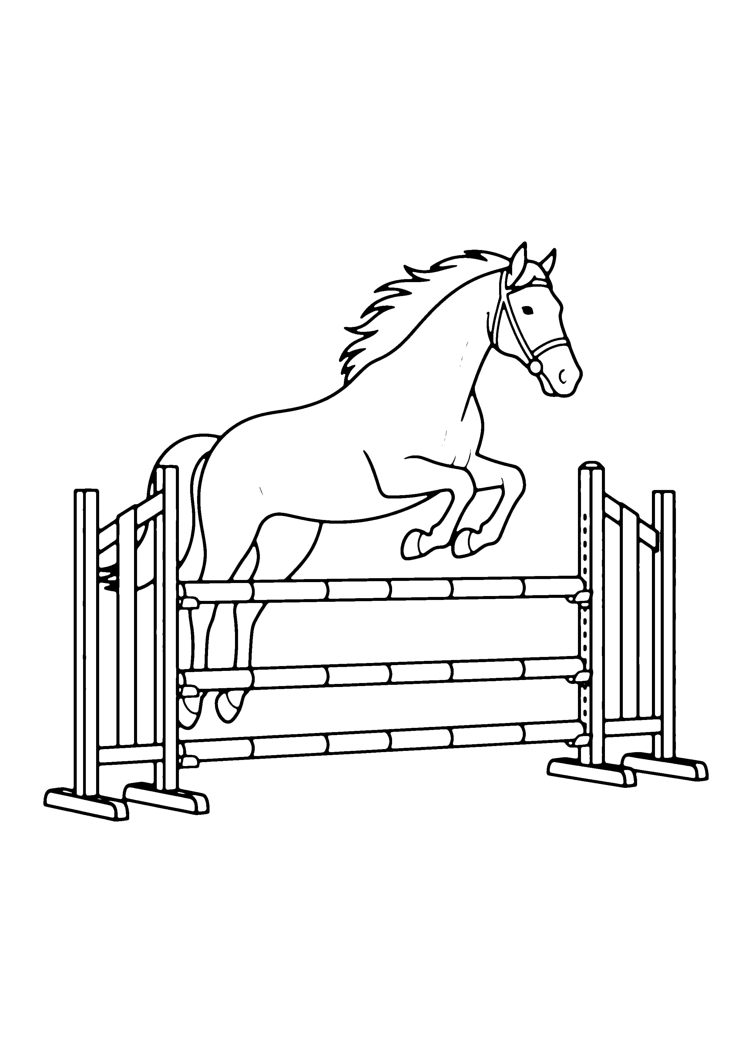 Printable hand-drawn Show Jumping Horse coloring page