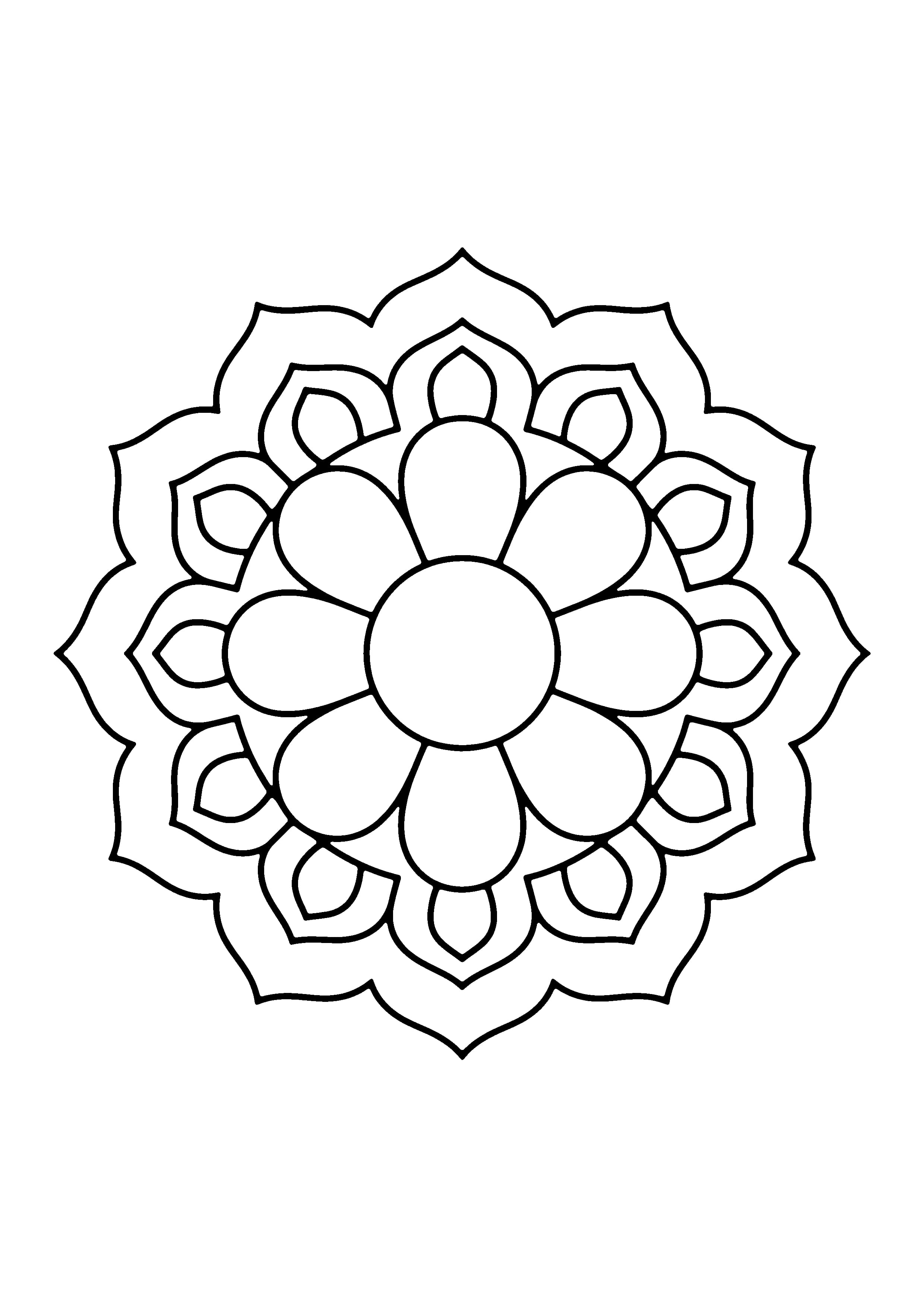 Printable hand-drawn Simple Mandala for Beginners coloring page