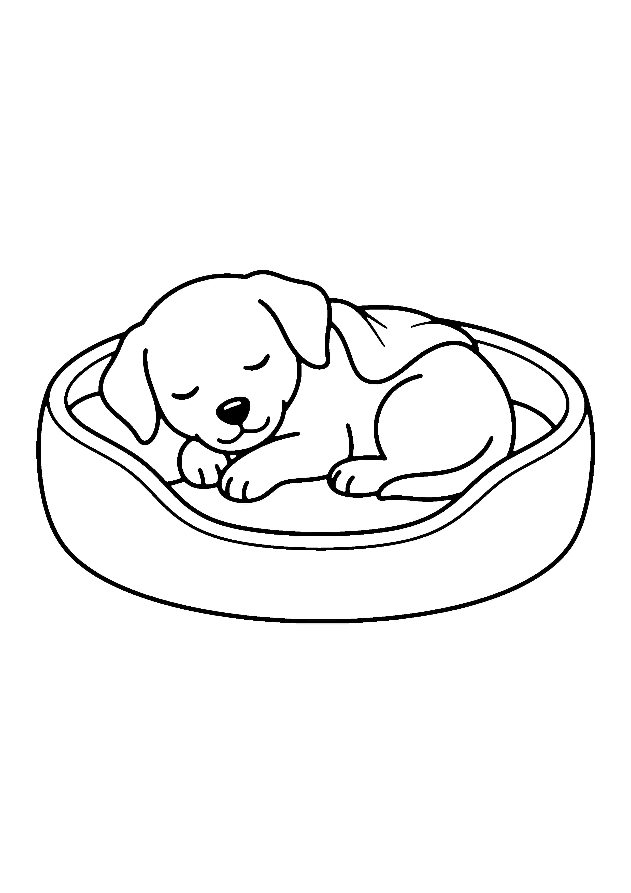 Printable hand-drawn Sleeping Puppy coloring page