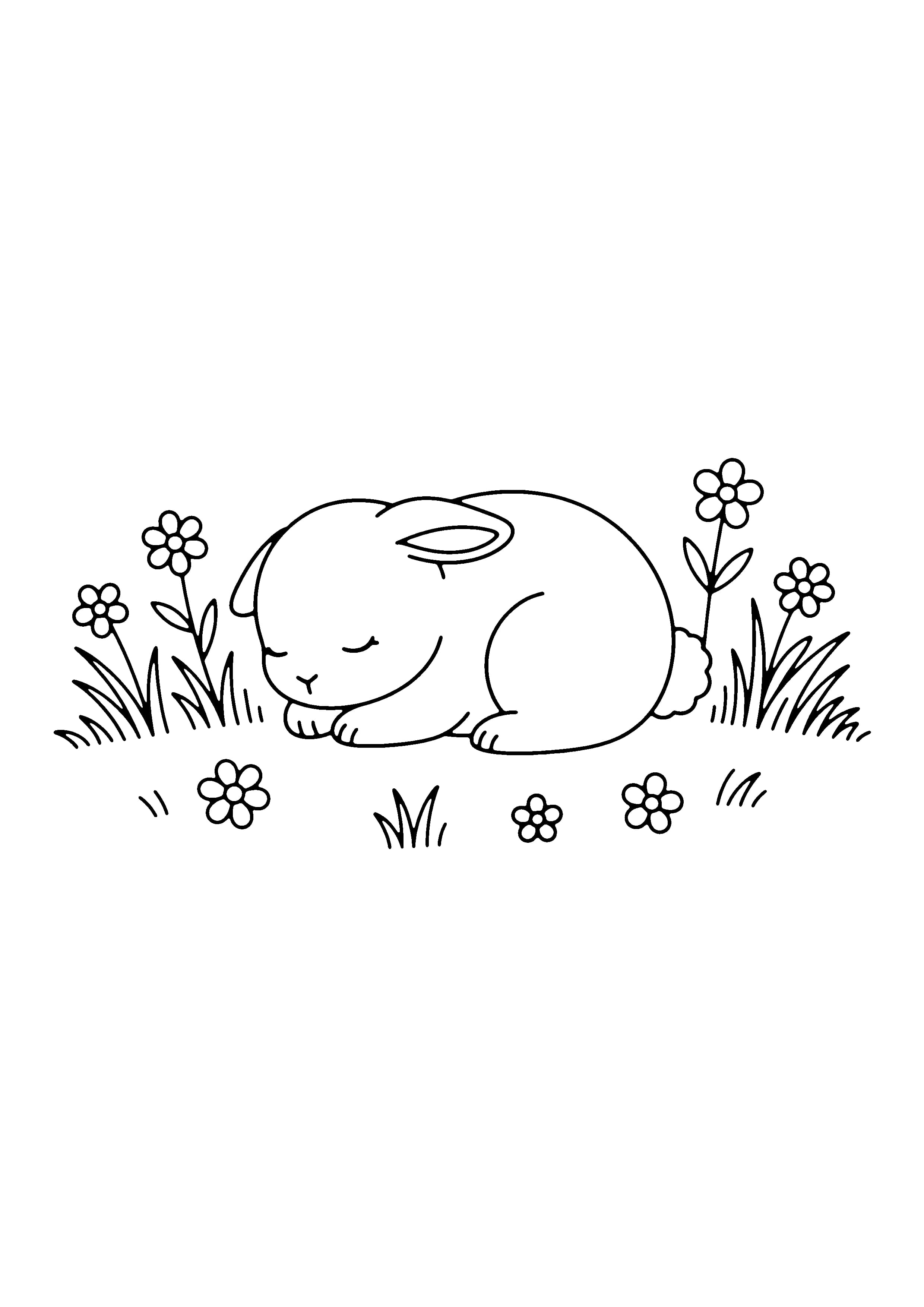 Printable hand-drawn Sleepy Baby Bunny coloring page