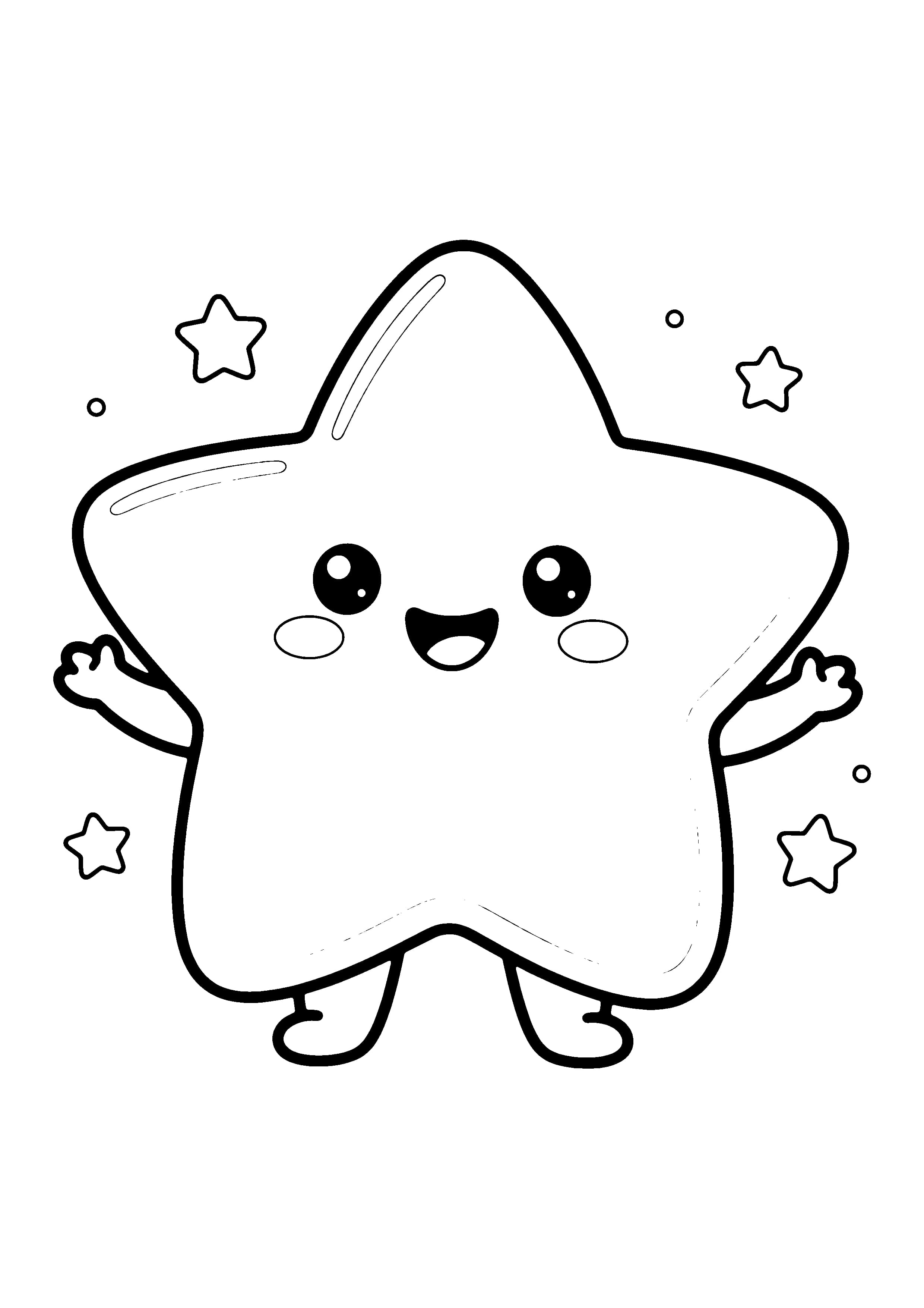 Printable hand-drawn Smiling Cute Star coloring page