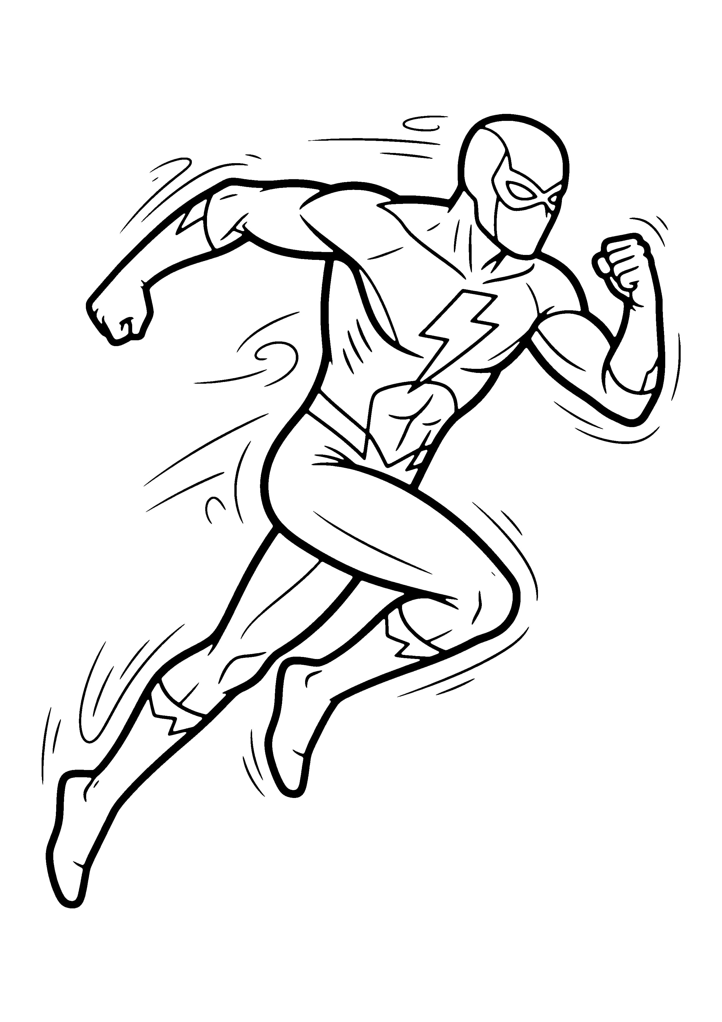 Printable hand-drawn Speedster Superhero Running coloring page