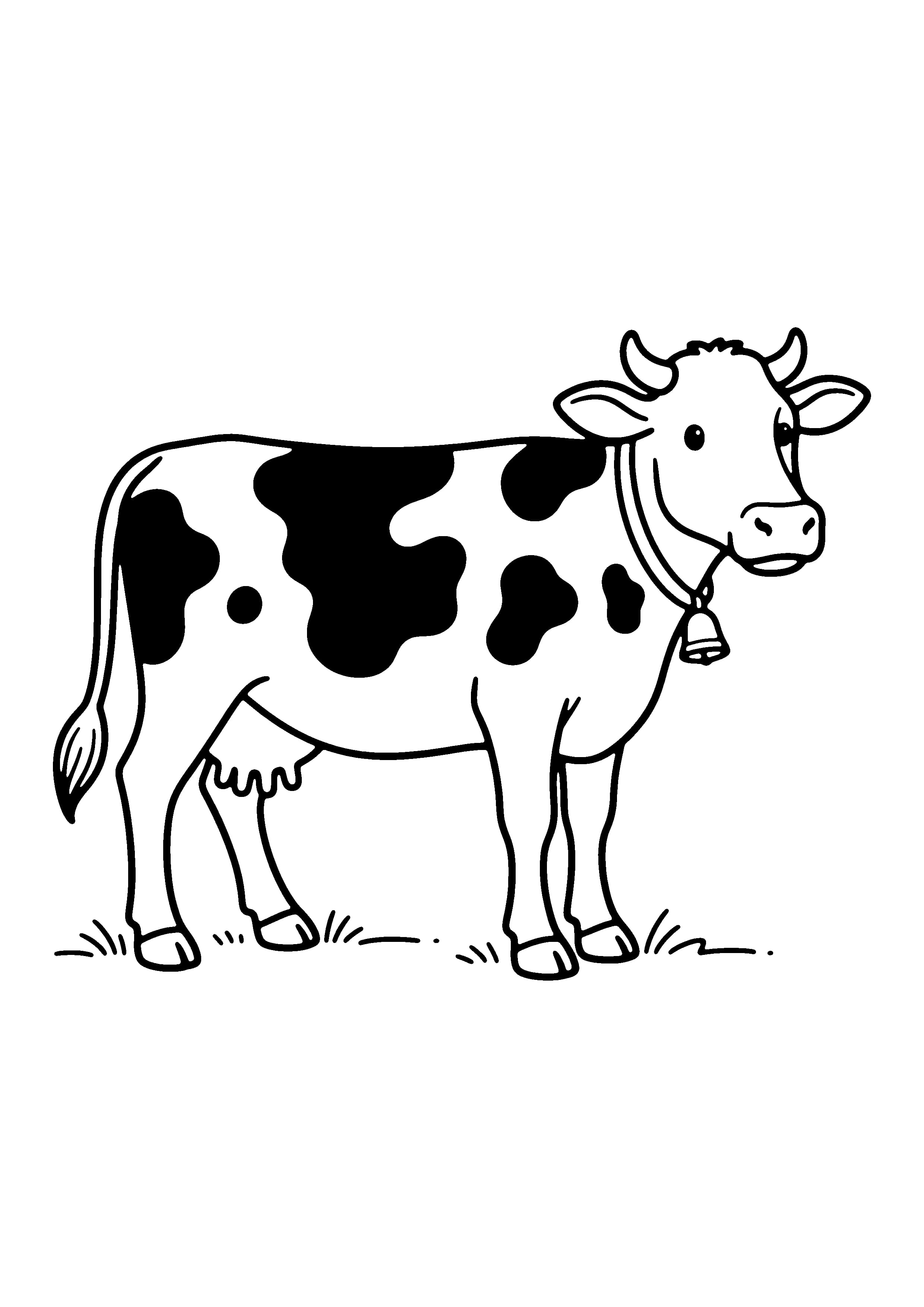 Printable hand-drawn Spotted Dairy Cow coloring page