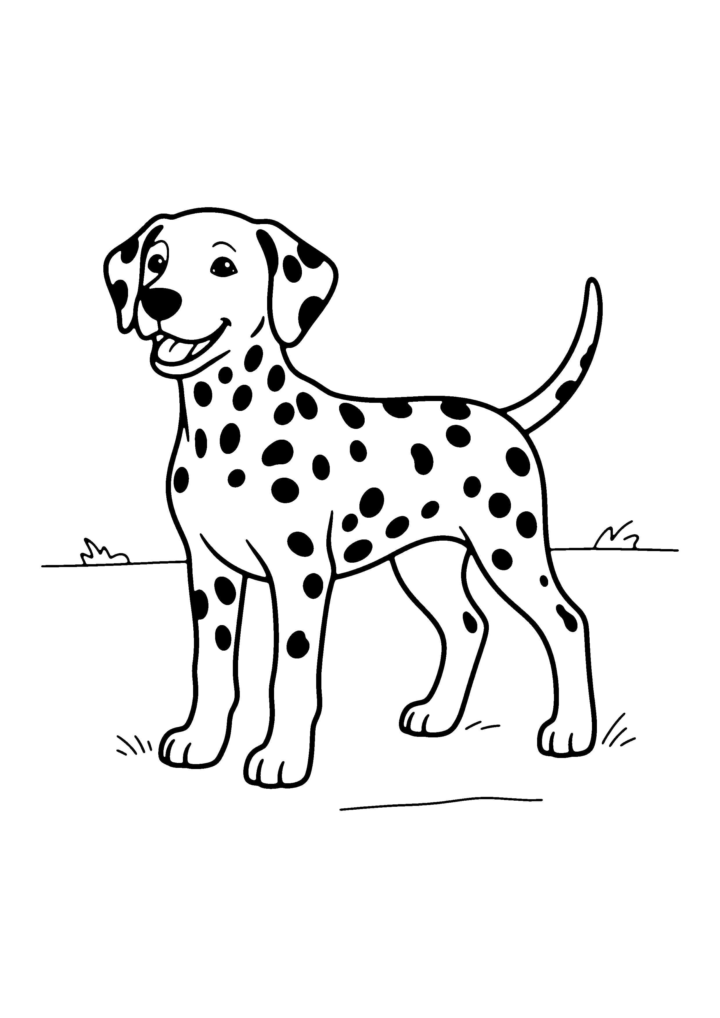Printable hand-drawn Spotted Dalmatian Puppy coloring page