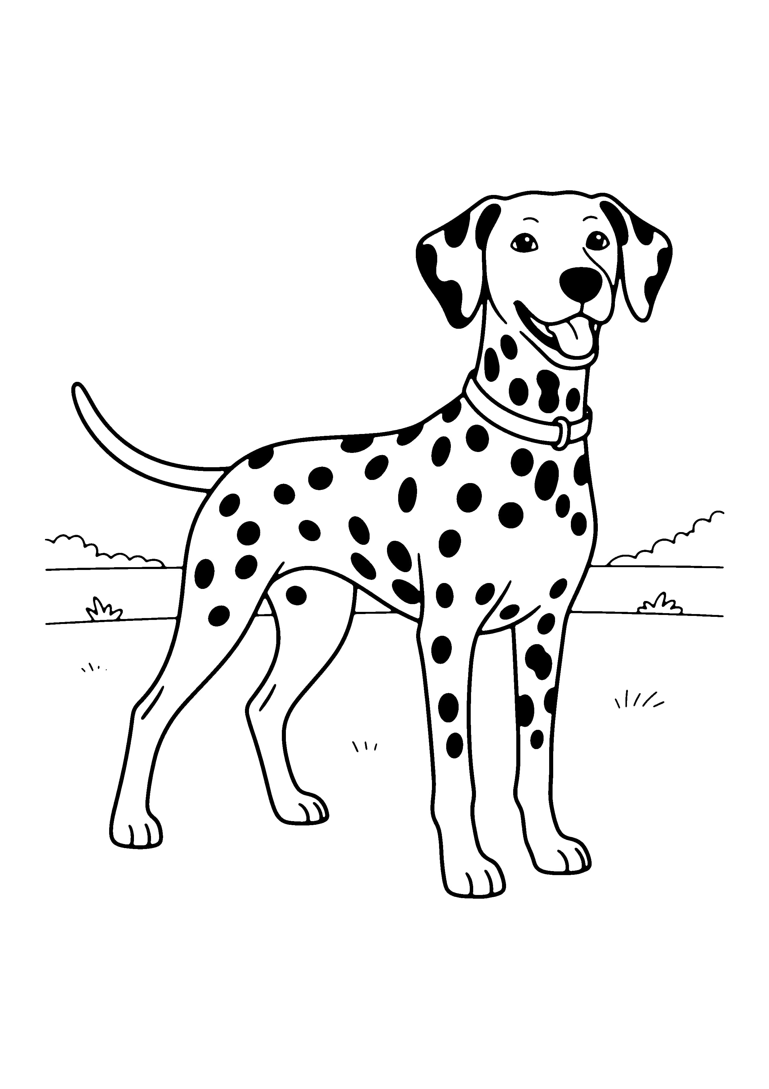 Printable hand-drawn Spotty Dalmatian coloring page
