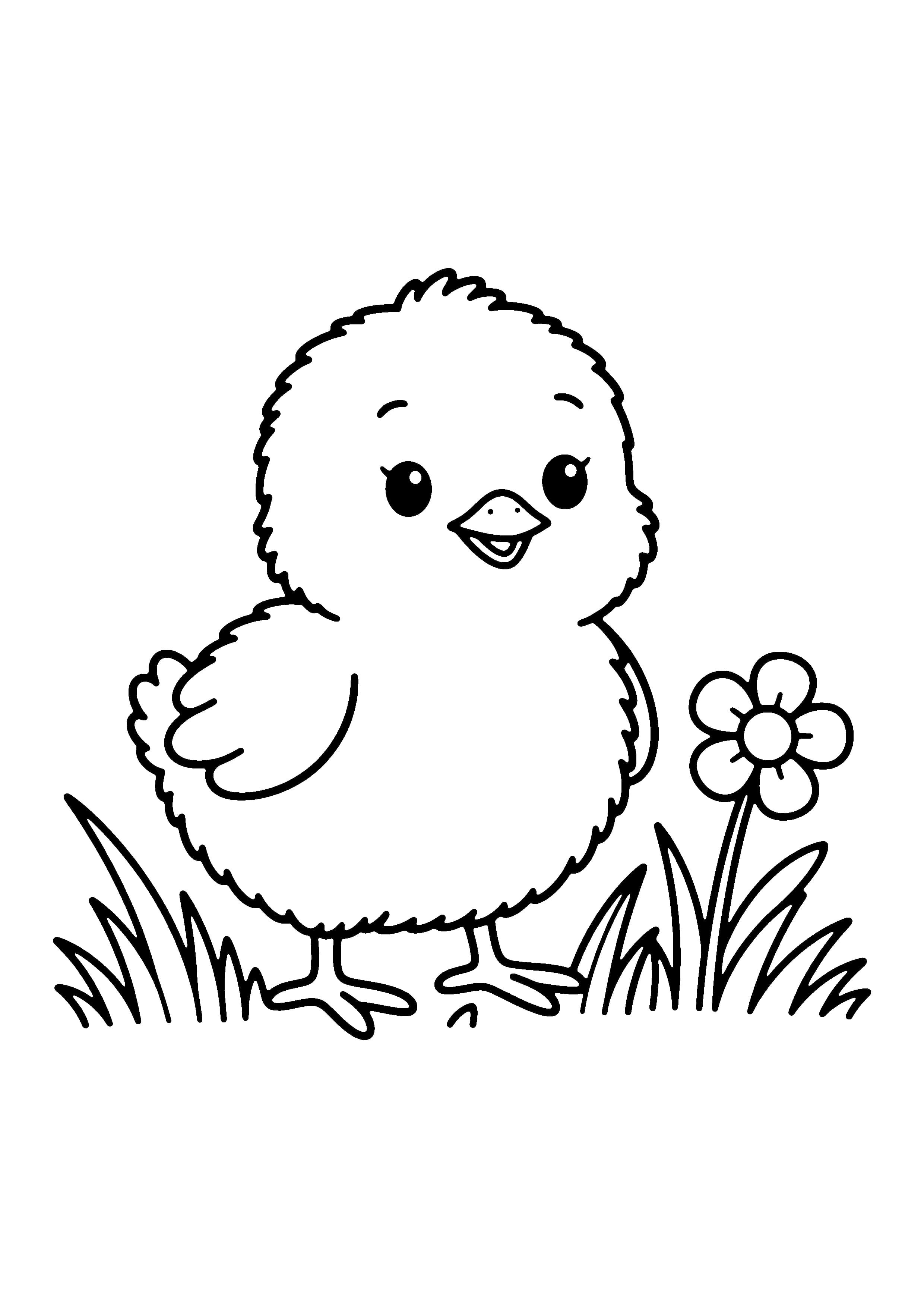 Printable hand-drawn Spring Baby Chick coloring page