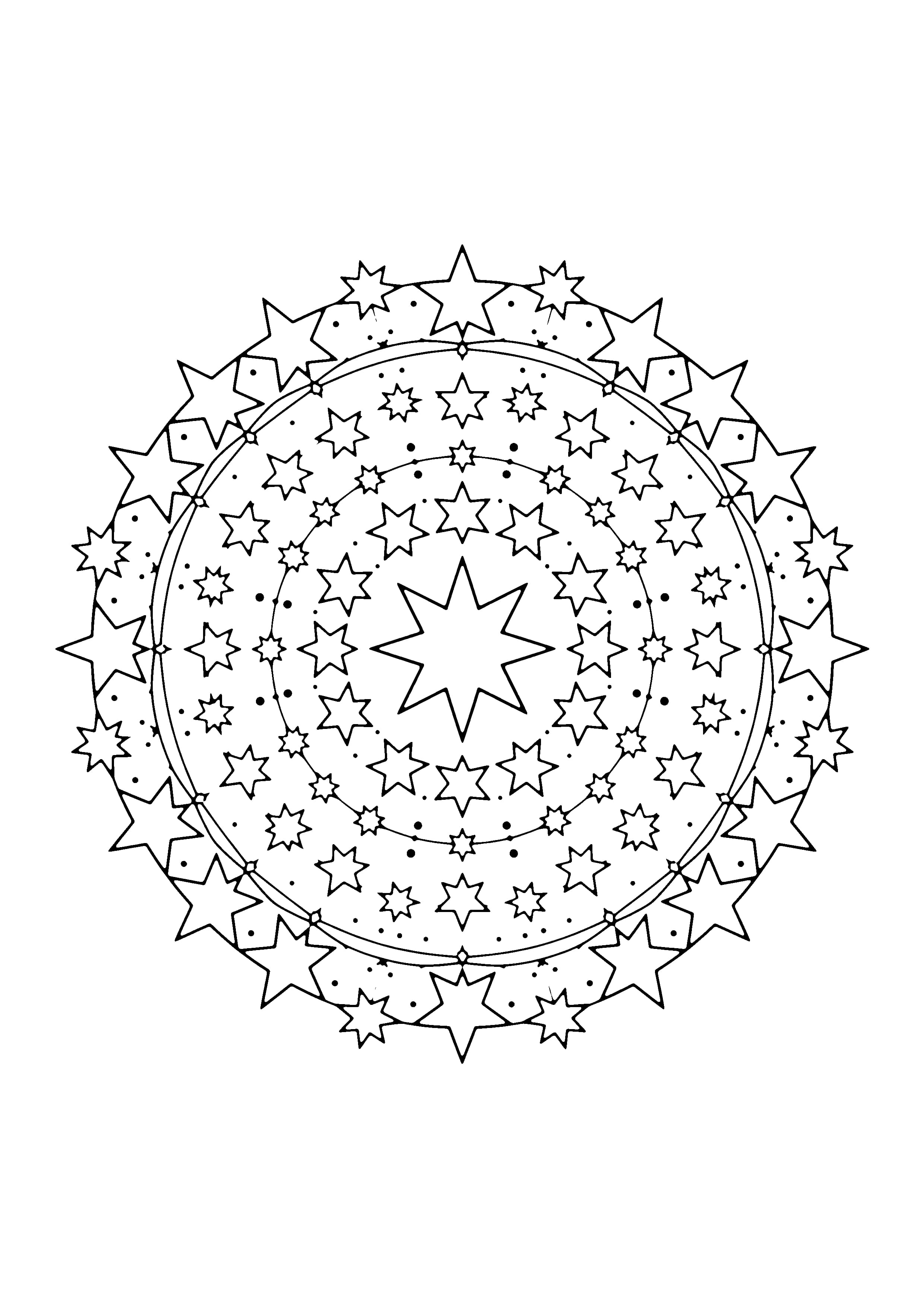 Printable hand-drawn Star Mandala coloring page