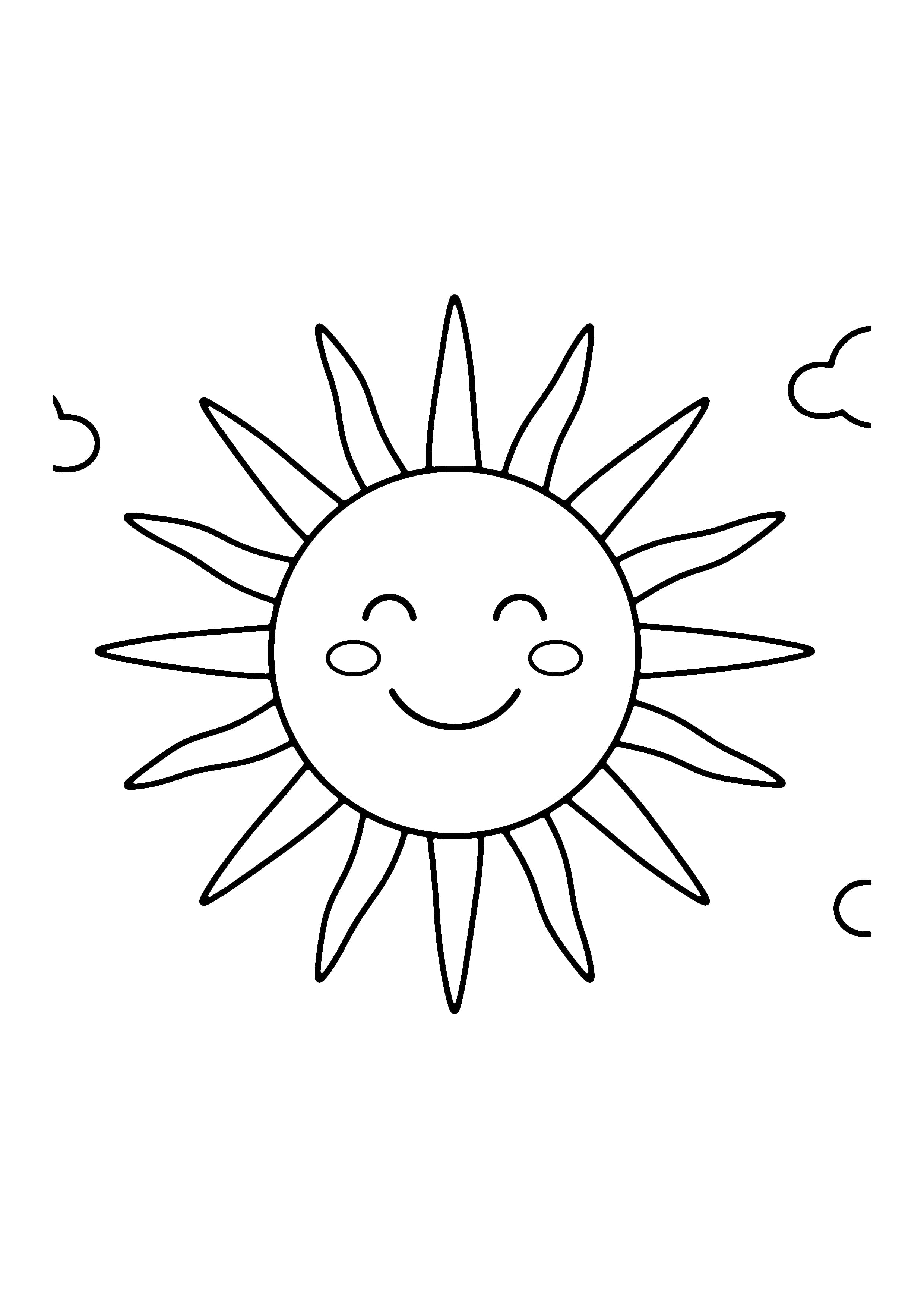 Printable hand-drawn Summer Sun Close-Up coloring page