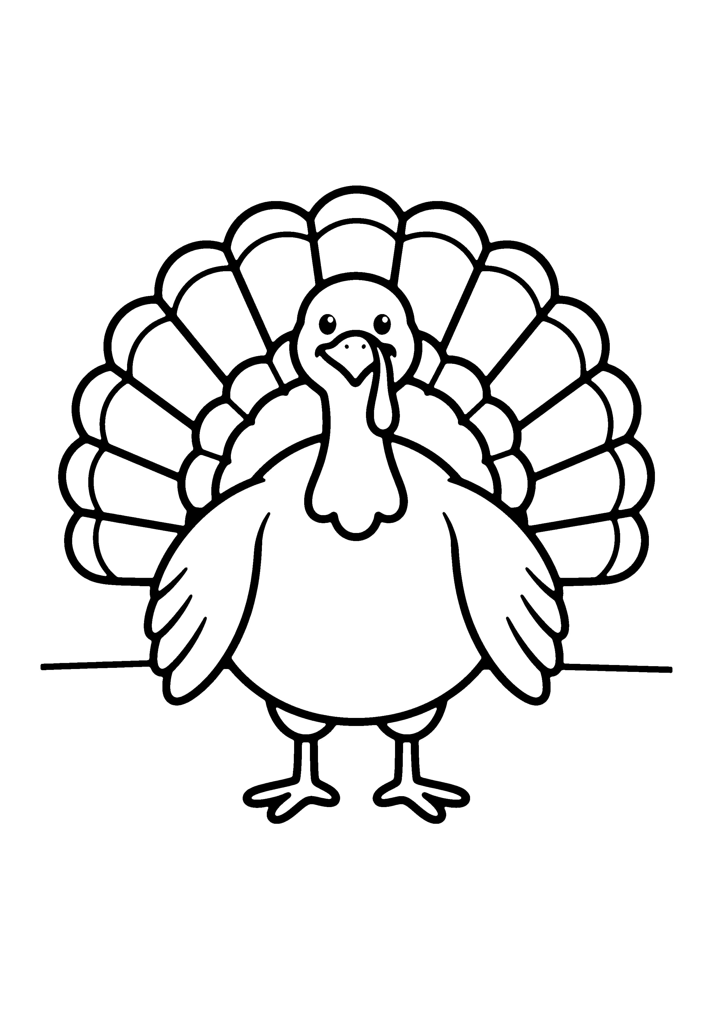 Printable hand-drawn Thanksgiving Turkey Feast coloring page
