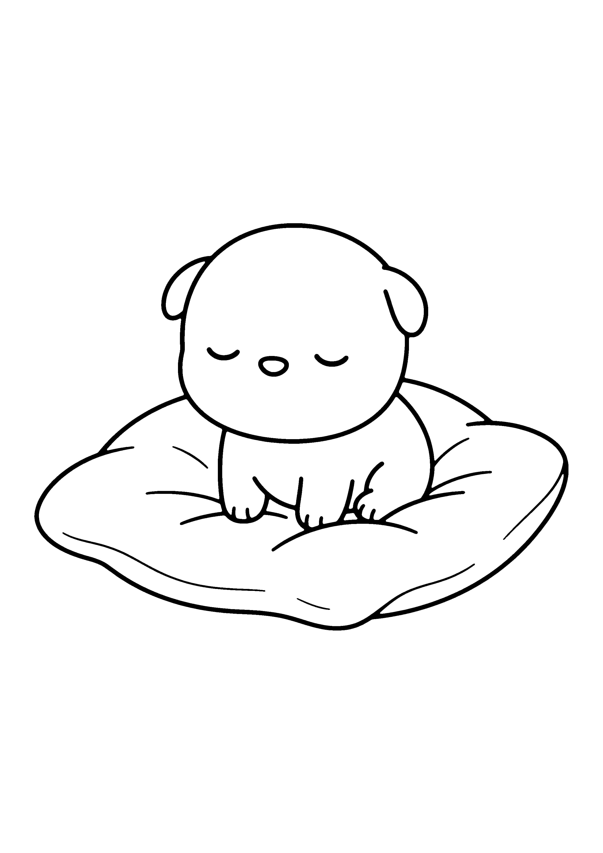 Printable hand-drawn Tiny Newborn Puppy coloring page