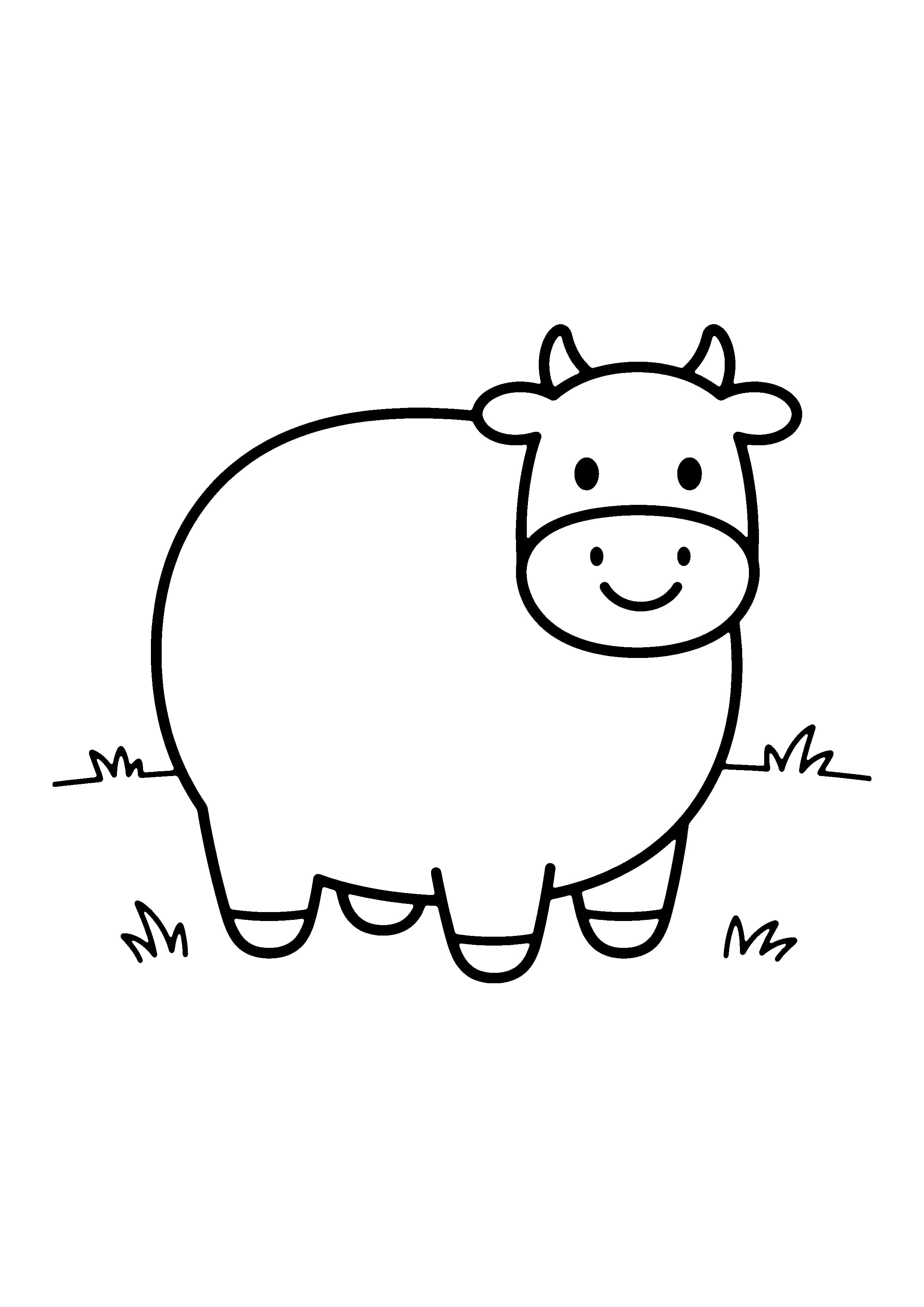 Printable hand-drawn Toddler Easy Cow coloring page