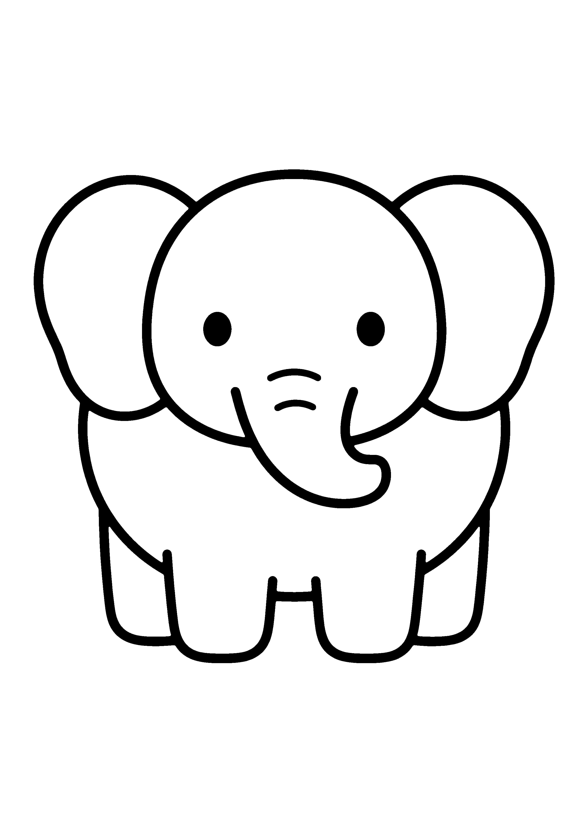 Printable hand-drawn Toddler Easy Elephant coloring page