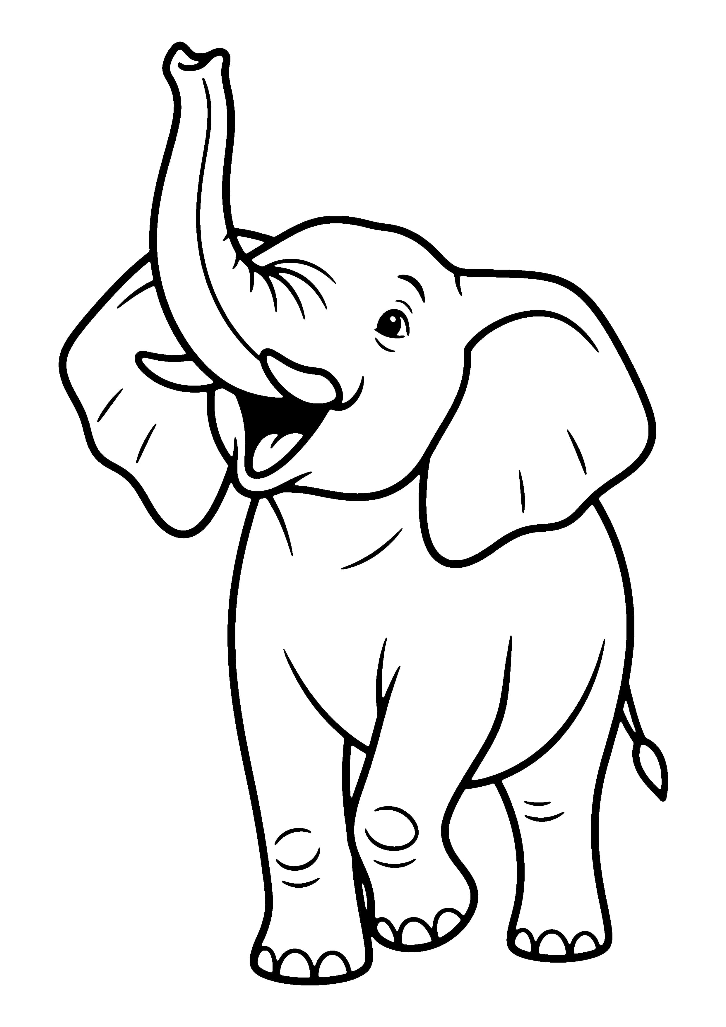 Printable hand-drawn Trumpeting Elephant coloring page