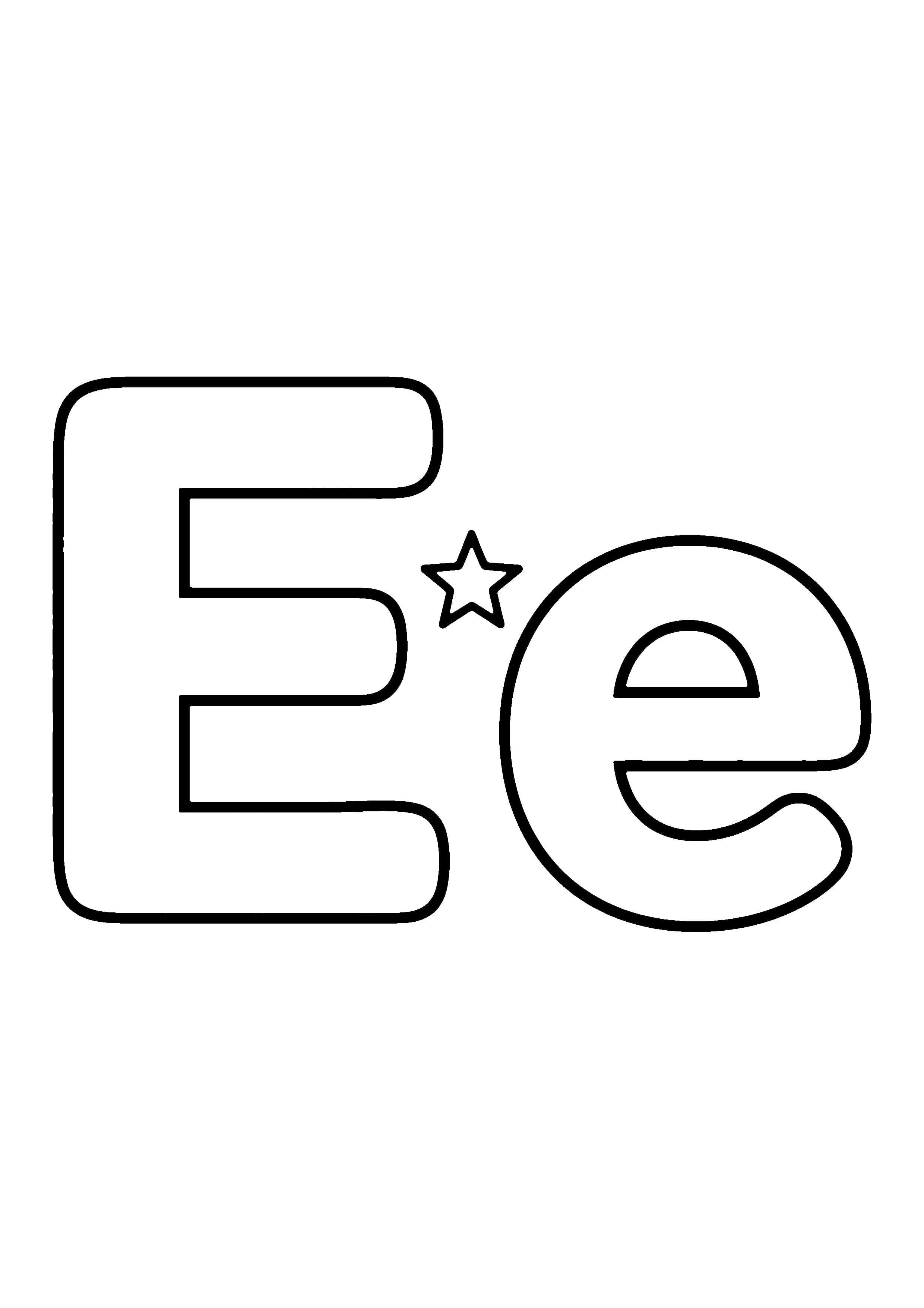 Printable hand-drawn Uppercase and Lowercase E coloring page