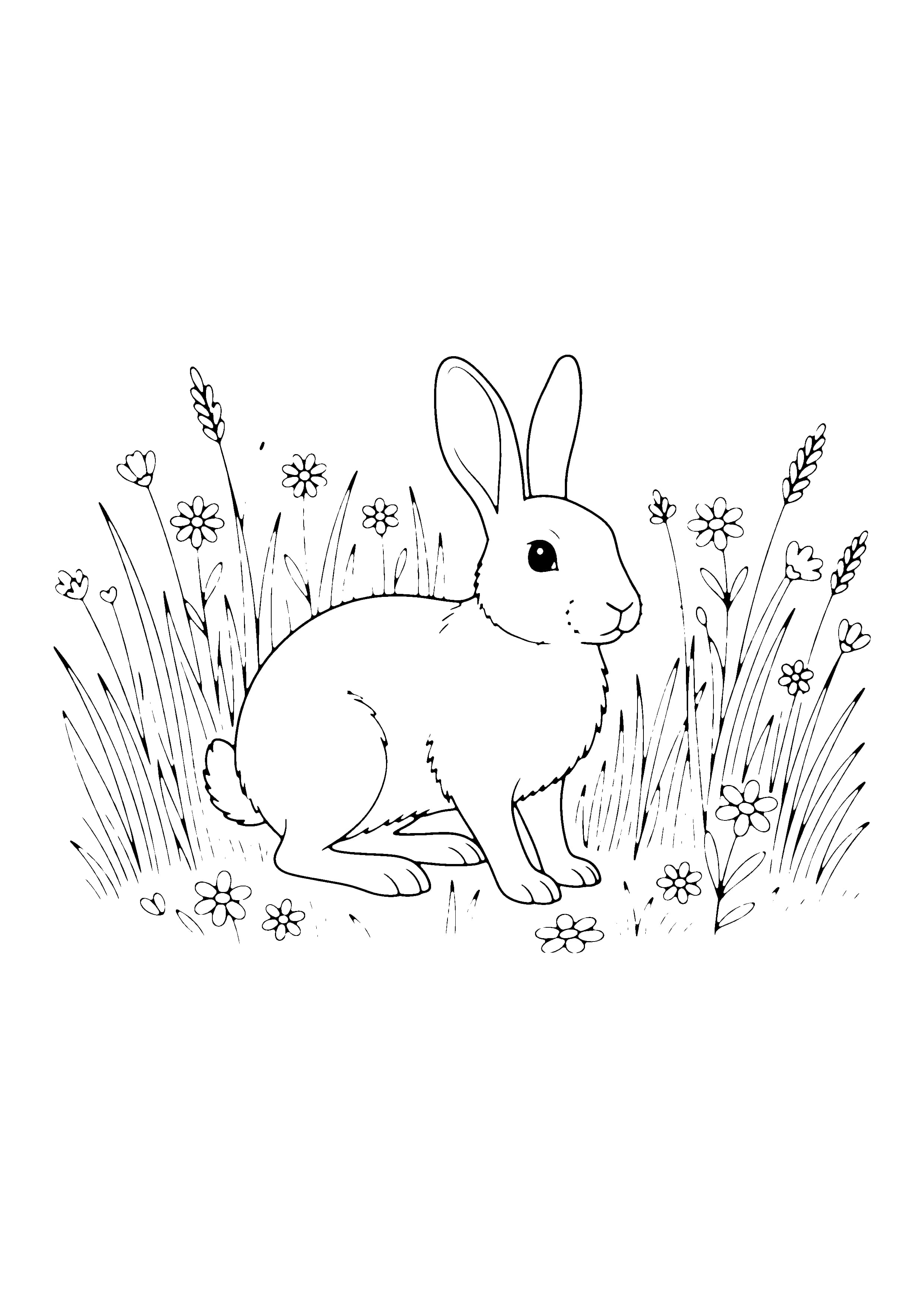Printable hand-drawn Wild Cottontail coloring page
