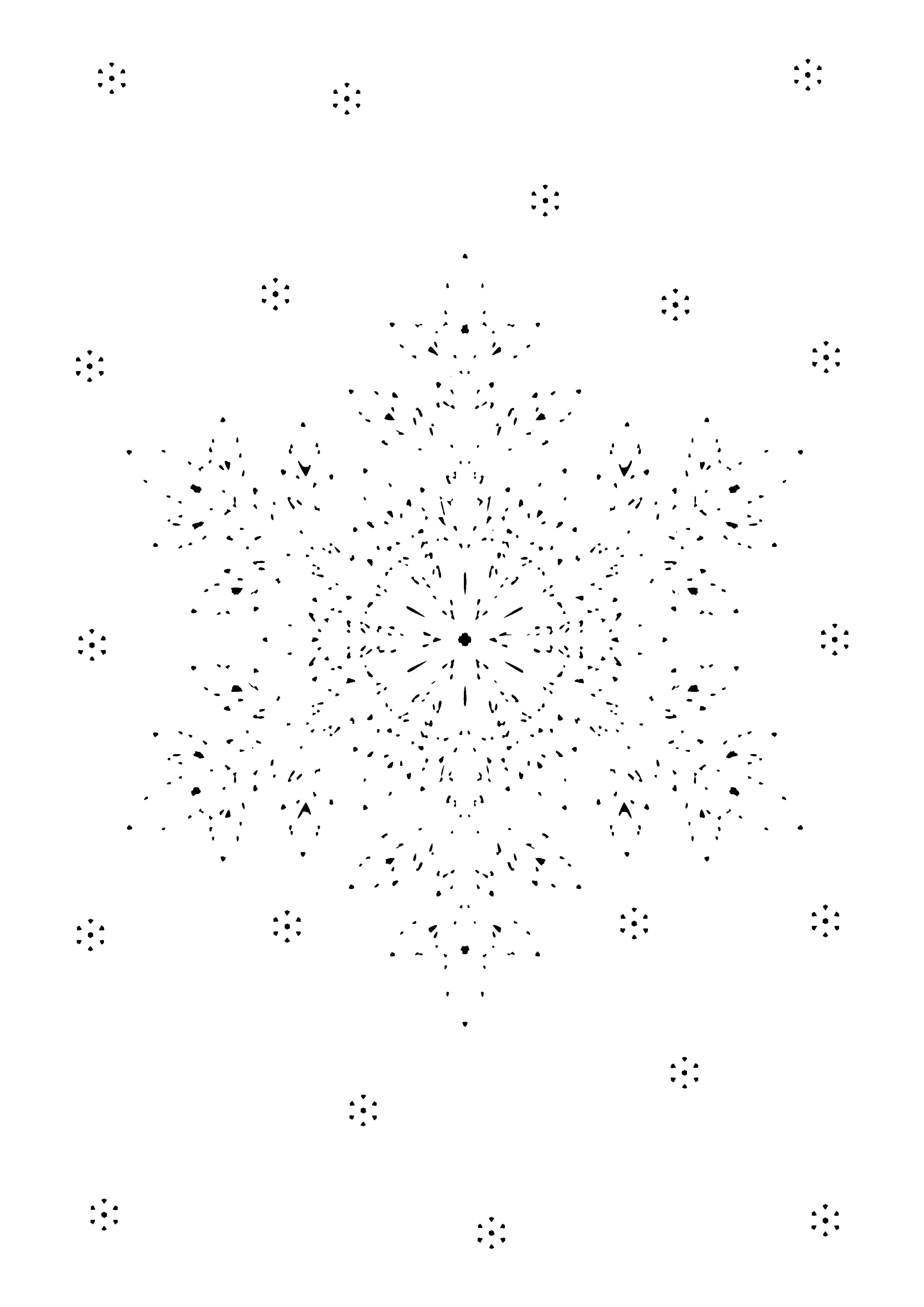 Printable hand-drawn Winter Snowflake coloring page
