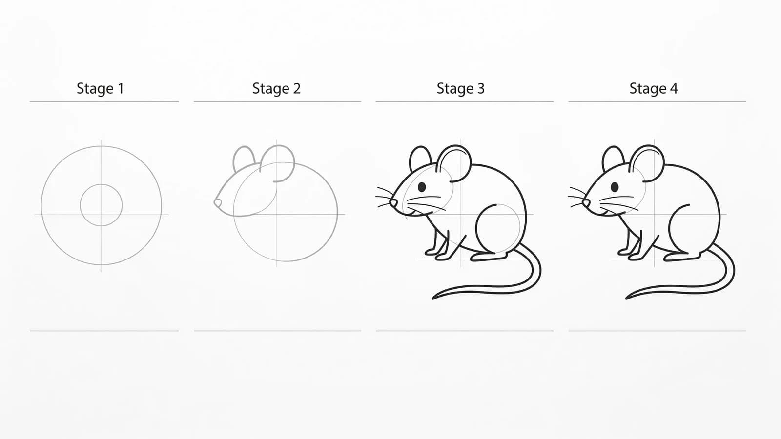 Step-by-step: how to draw a mouse in four stages