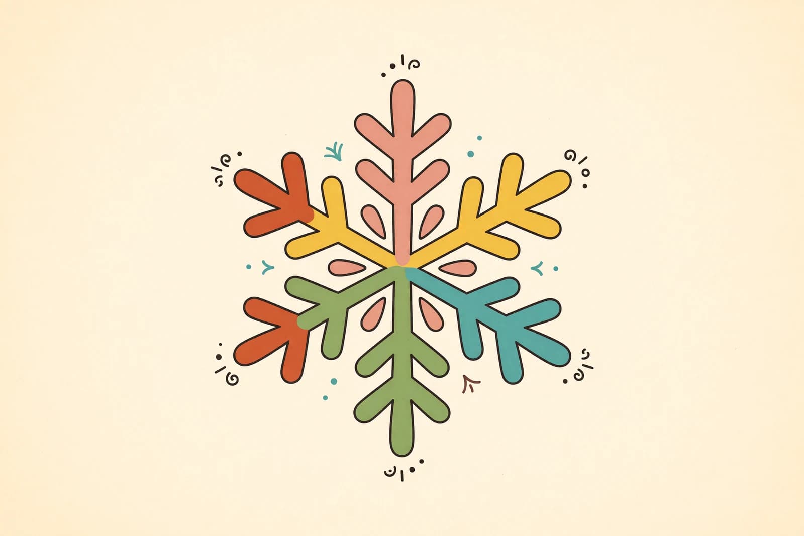 Illustration for How to Draw a Snowflake (Easy 6-Sided Snowflake)