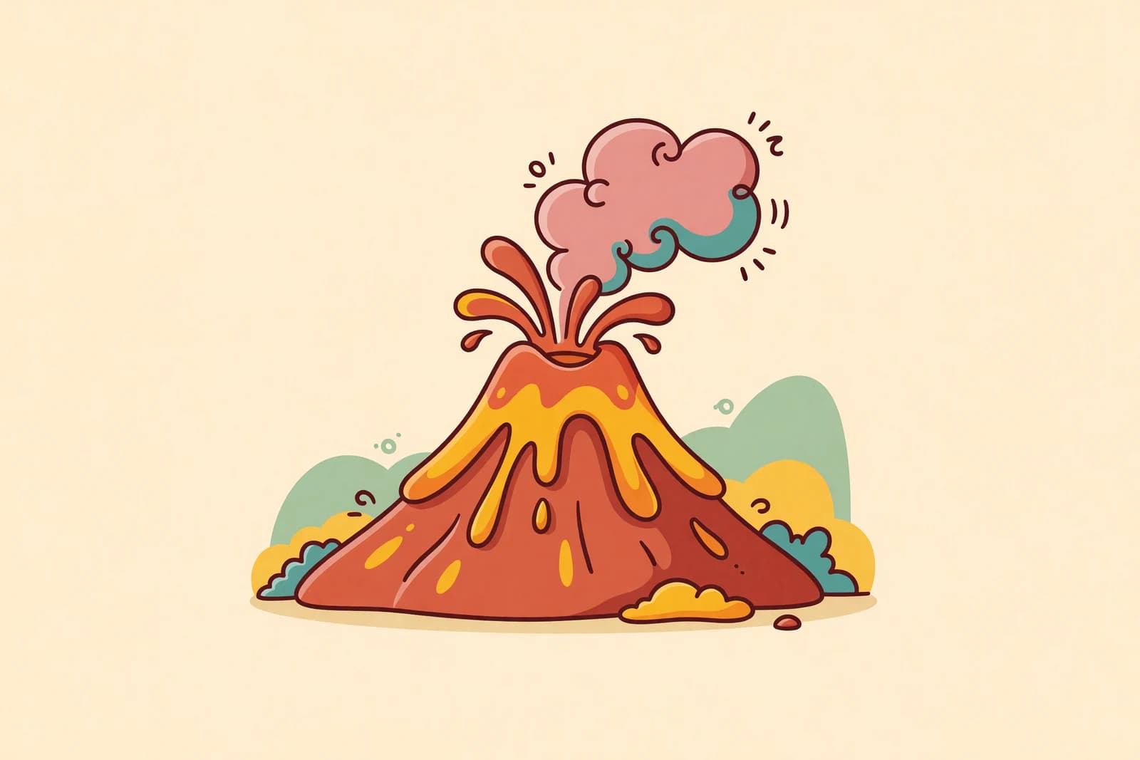 Illustration for How to Draw a Volcano (Easy Step-by-Step)